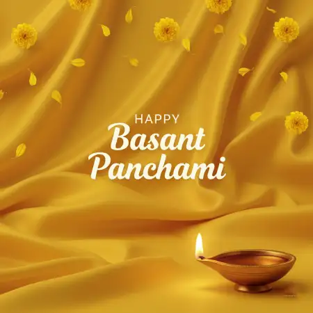 Free Happy Basant Panchami Wishes Yellow Background Background Download