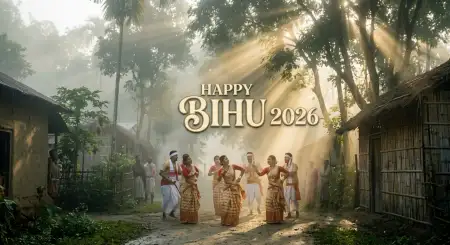 Happy Bihu 2026 Wishes Greeting Text Stylish - Free Happy Bihu 2026 Wishes Download