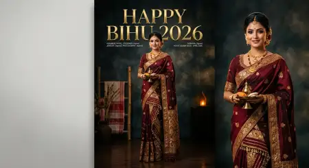 Happy Bihu 2026 Wishes Hd Banner For Shop - Free Happy Bihu 2026 Wishes Download
