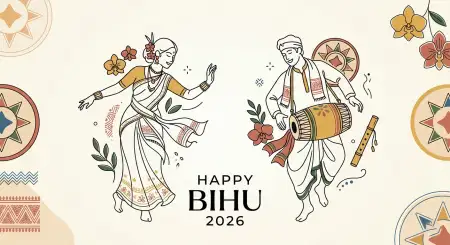 Happy Bihu 2026 Wishes Minimal Poster Design - Free Happy Bihu 2026 Wishes Download