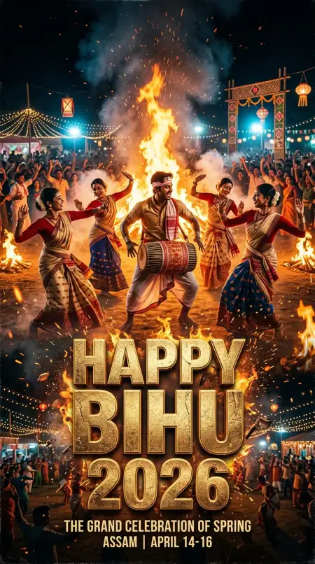Happy Bihu 2026 Wishes Mobile Wallpaper - Free Happy Bihu 2026 Wishes Download