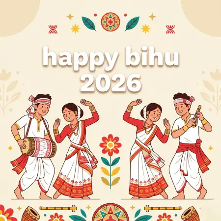 Happy Bihu 2026 Wishes Vector Design - Free Happy Bihu 2026 Wishes Download