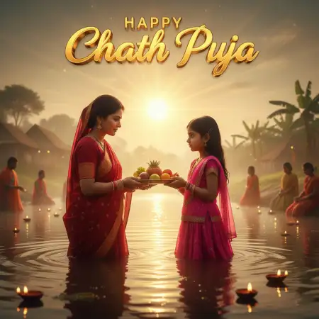 Happy Chhath Puja 2025 Hd Photo With Ghat View - Free Happy Chhath Puja 2025 Download