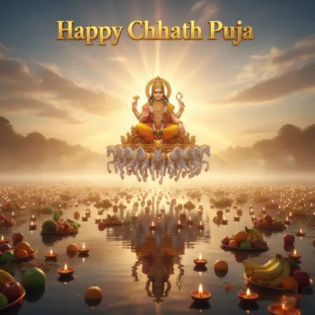 Happy Chhath Puja 2025 Traditional Ghat Scene Wallpaper - Free Happy Chhath Puja 2025 Download