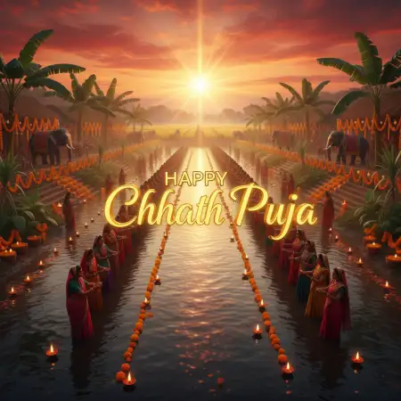 Happy Chhath Puja 2025 Wishes With Cultural Theme - Free Happy Chhath Puja 2025 Download