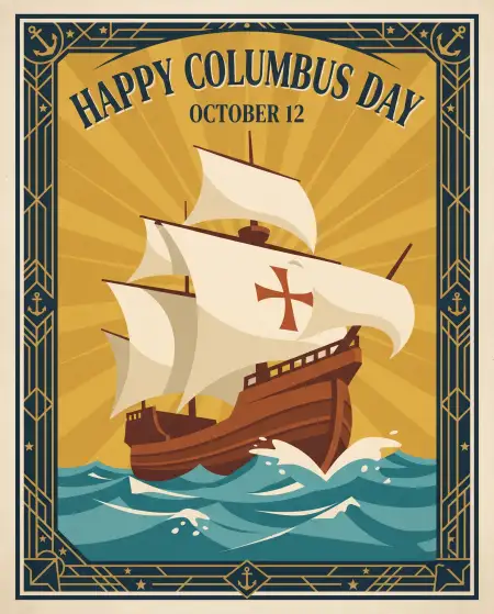 happy columbus day 2026 historical greeting card design