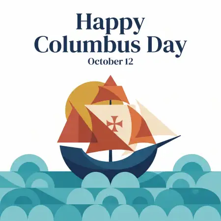 happy columbus day 2026 ship greeting illustration