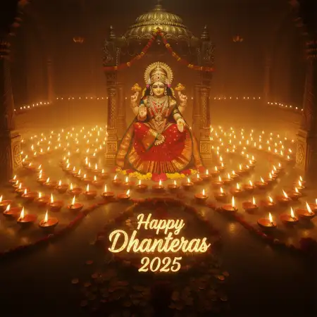 Happy Dhanteras 2025 Wishes With Goddess Lakshmi - Free Happy Dhanteras 2025 Download