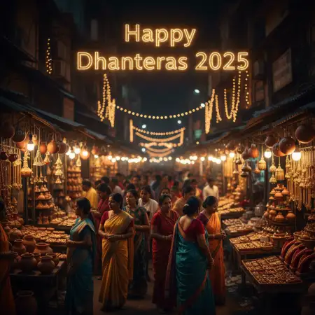 Happy Dhanteras 2025 Wishes With Gold Background - Free Happy Dhanteras 2025 Download