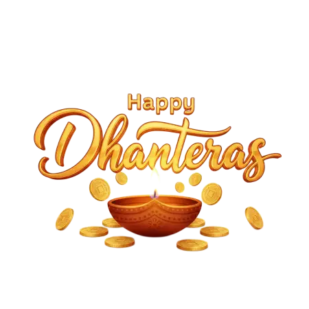 Happy Dhanteras Png With Gold Coin And Diya - Free Png Download
