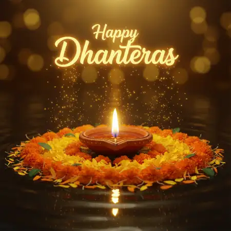 Happy Dhanteras Rangoli Design With Diya - Free Happy Dhanteras Download