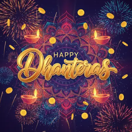 Happy Dhanteras Wishes Greetings With Goddess Lakshmi Image - Free Happy Dhanteras Wishes Greetings Download