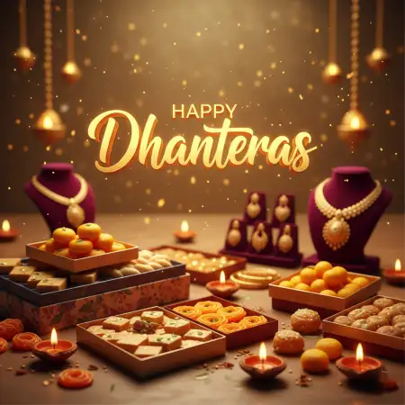 Happy Dhanteras Wishes With Sweets And Gifts - Free Happy Dhanteras Download