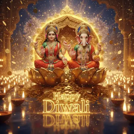 Free Happy Diwali 4k Image With Lakshmi Ganesh Blessing Background Download