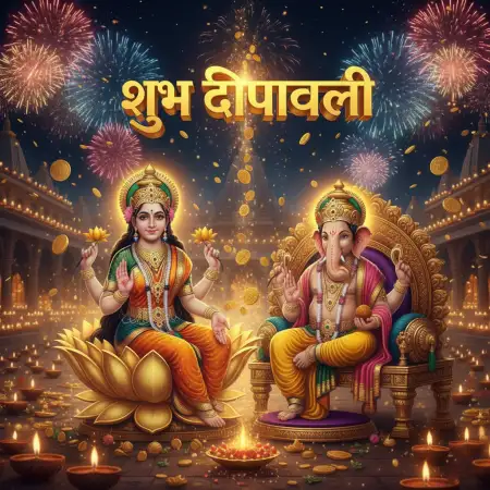 Free Happy Diwali Animation With Lakshmi Ganesh And Diyas Background Download