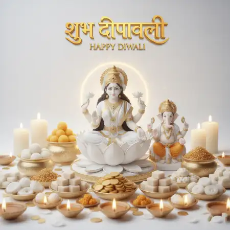 Happy Diwali Background With Lakshmi Ganesh And Lamps - Free Backgr Download