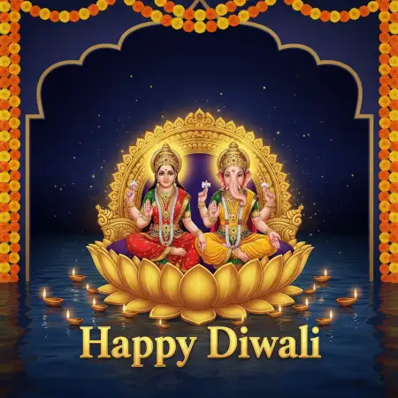 Free Happy Diwali Card Design With Lakshmi And Coins Background Download