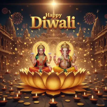 Free Happy Diwali Card With Lakshmi Ganesh Design Background Download