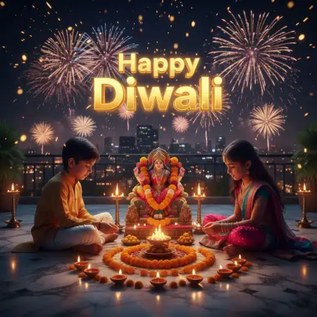 Free Happy Diwali Hd Poster With Lakshmi Ganesh Blessing Hand Background Download