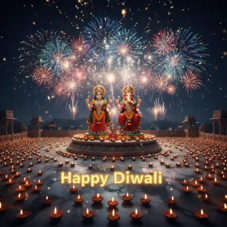 Happy Diwali Photo With Lakshmi Ganesh And Crackers Background - Free Backgr Download