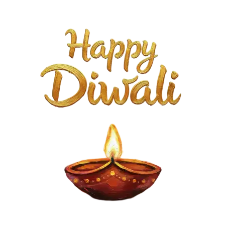 Happy Diwali Png Lettering With Diya Lamp - Free Png Download