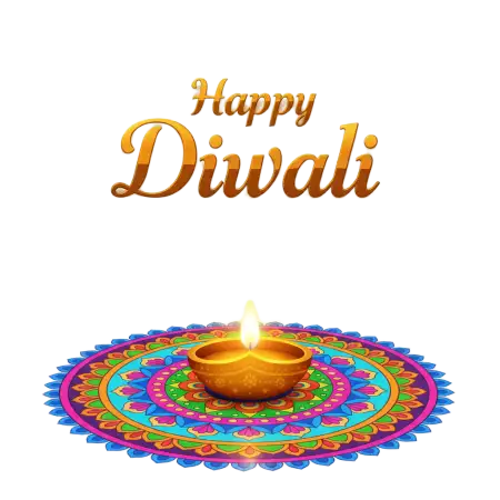 Happy Diwali Png With Rangoli And Diya - Free Png Download
