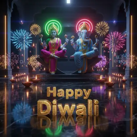 Free Happy Diwali Quotes With Lakshmi Ganesh Image Background Download
