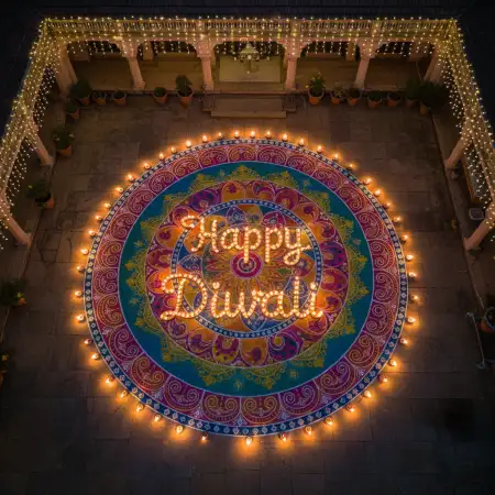 Happy Diwali Vector Art With Diya, Rangoli And Light Illustration - Free Vector Download