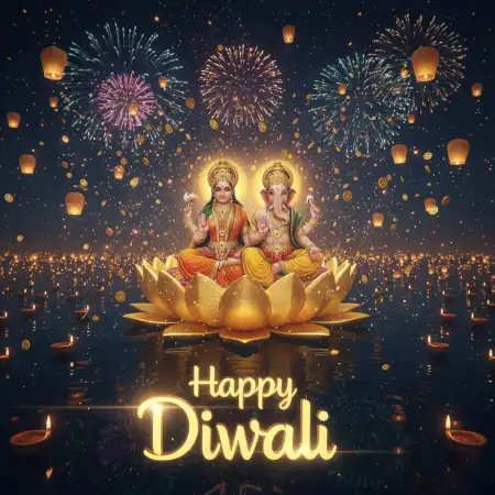 Happy Diwali Vector Art With Goddess Lakshmi And Ganesh Ji - Free Vector Download