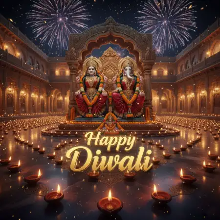 Happy Diwali Wallpaper With Lakshmi And Diyas - Free Wallpaper Wallpaper Download