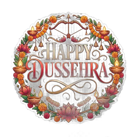 happy dussehra 2026 wishes with floral decoration png - Happy Dussehra 2026 Wishes