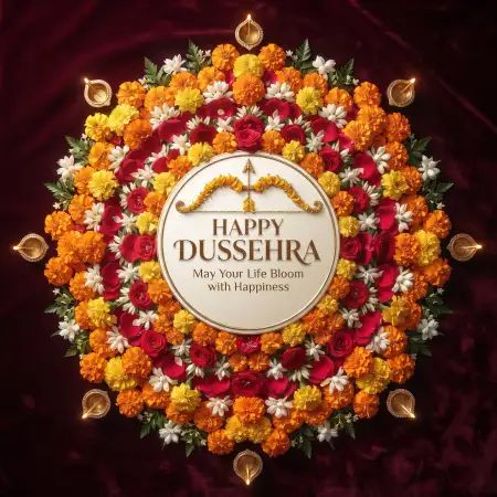 happy dussehra colorful images with flowers - Flower