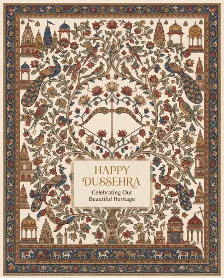 happy dussehra colorful images with traditional patterns