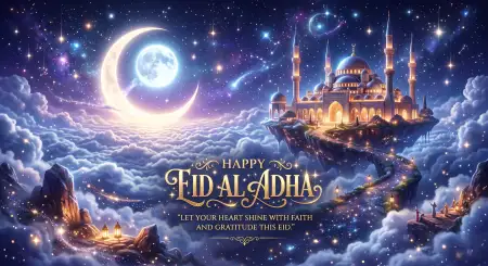 Happy Eid Al Adha Quotes With Crescent Moon - Free Happy Eid Al Adha With Quotes Download