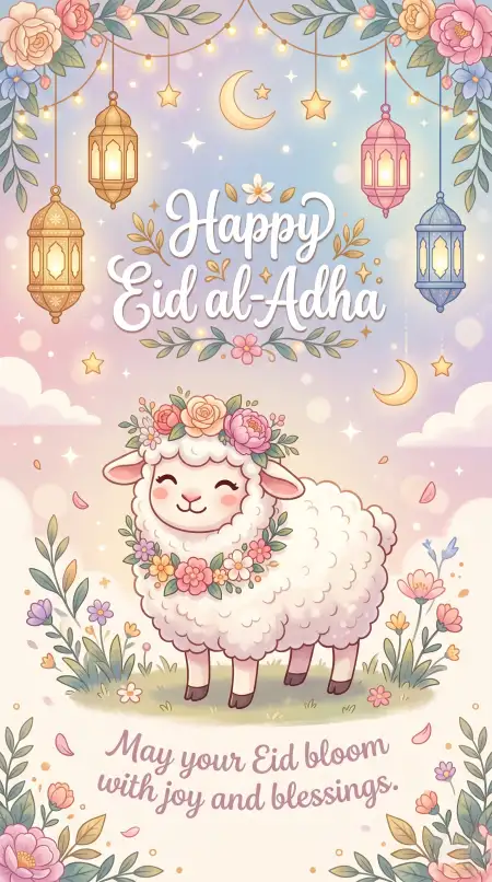 Happy Eid Al Adha Quotes With Sheep Illustration - Free Happy Eid Al Adha With Quotes Download