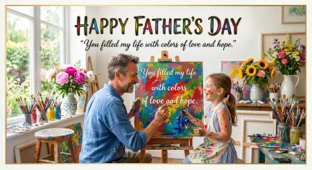 Free Happy Fathers Day Greeting Card With Creative Artwork Image Download