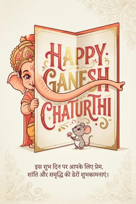 happy ganesh chaturthi greeting card in hindi - Ganesh Chaturthi Wishes In Hindi