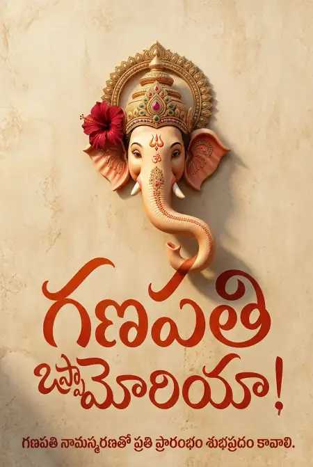 happy ganesh chaturthi greeting card telugu - Ganesh