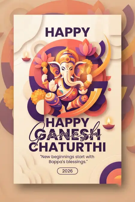happy ganesh chaturthi greeting images 2026 - Ganesh Chaturthi Wishes 2026