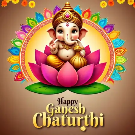 Happy Ganesh Chaturthi Wishes Greeting Card Design - Free Greeting Card Download