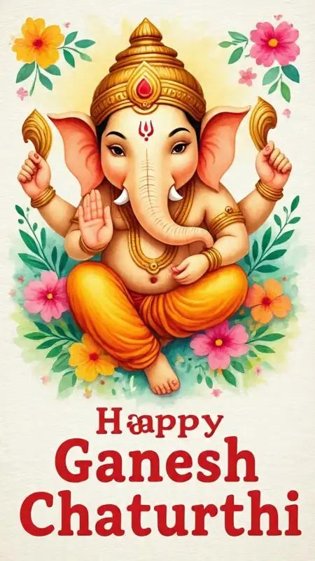 Happy Ganesh Chaturthi Wishes Wallpaper 4K - Free Wall Download