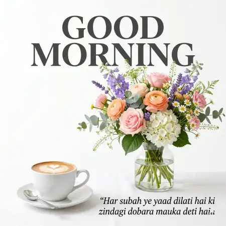 Happy Good Morning Flowers And Coffee - Free Good Morning Flowers And Coffee Download