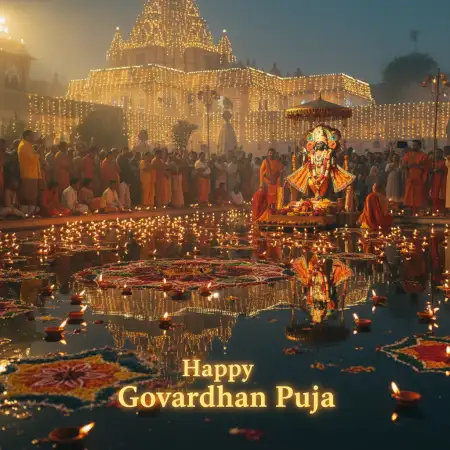 Happy Govardhan Puja 2025 Banner Design In Vector Style - Free Happy Govardhan Puja Download