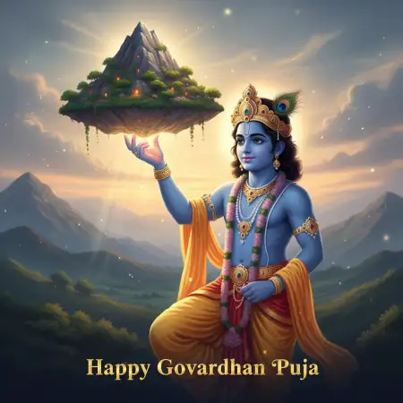 Happy Govardhan Puja 3d Wallpaper With Lord Krishna - Free Wallpaper Wallpaper Download