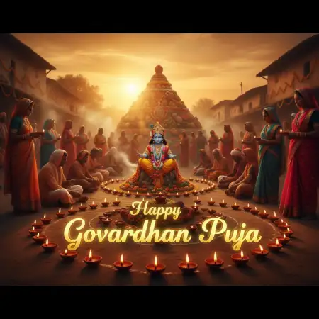 Happy Govardhan Puja Celebration Photo In Indian Village - Free Happy Govardhan Puja Download
