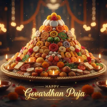 Happy Govardhan Puja Krishna Bhajan Poster Design - Free Happy Govardhan Puja Download