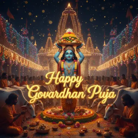Happy Govardhan Puja Wishes In Hindi Text With Emoji - Free Happy Govardhan Puja Download