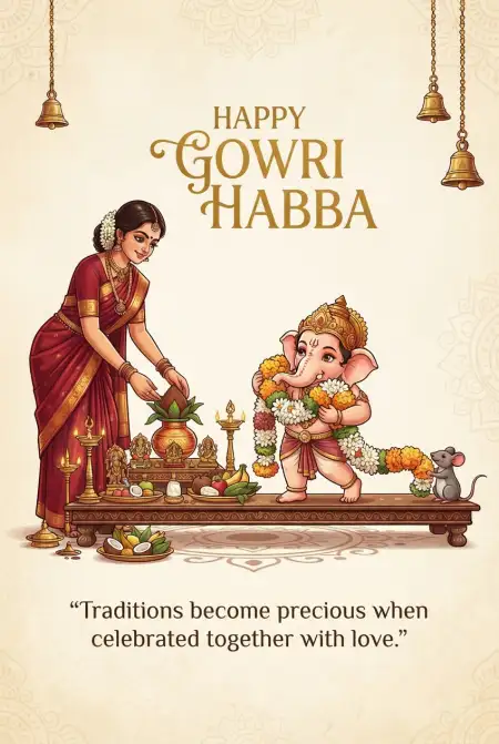 happy gowri habba greeting images 2026 - Happy Gauri Habba Wishes 2026