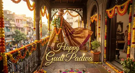 Free Happy Gudi Padwa Wishes Beautiful Festive Greeting Image Download