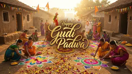 Free Happy Gudi Padwa Wishes Bright Colorful Poster Image Download